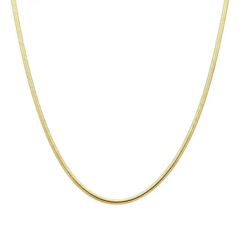 Collier slang plat (bol) massief 3,3 mm 45 cm Silgold (geel met zilverkern)