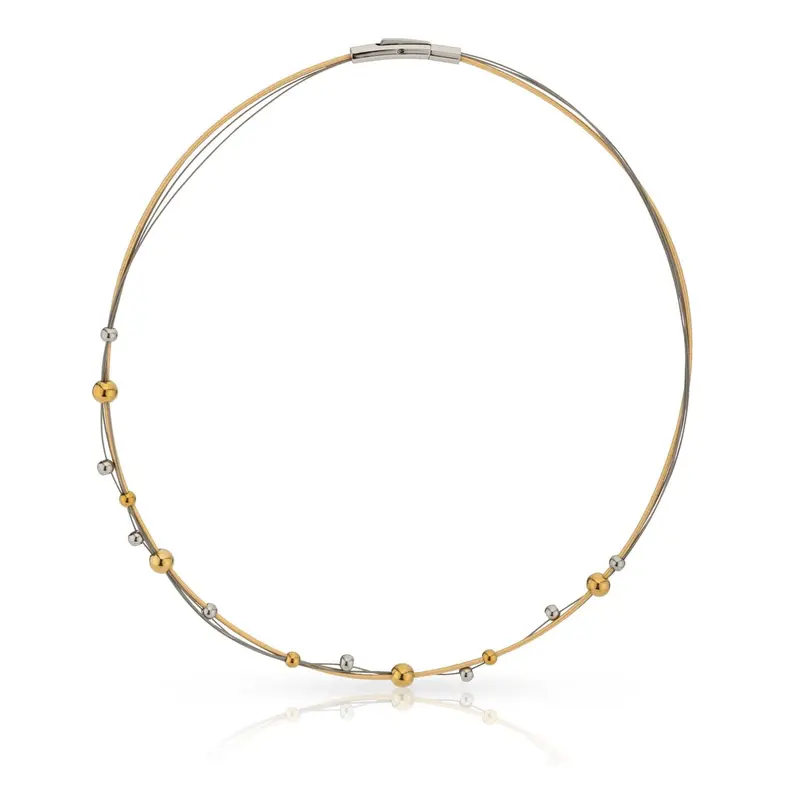 Collier speelse bolletjes bicolor C269BI