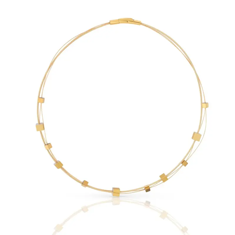 Collier speelse kubusjes goudkleurig C257G