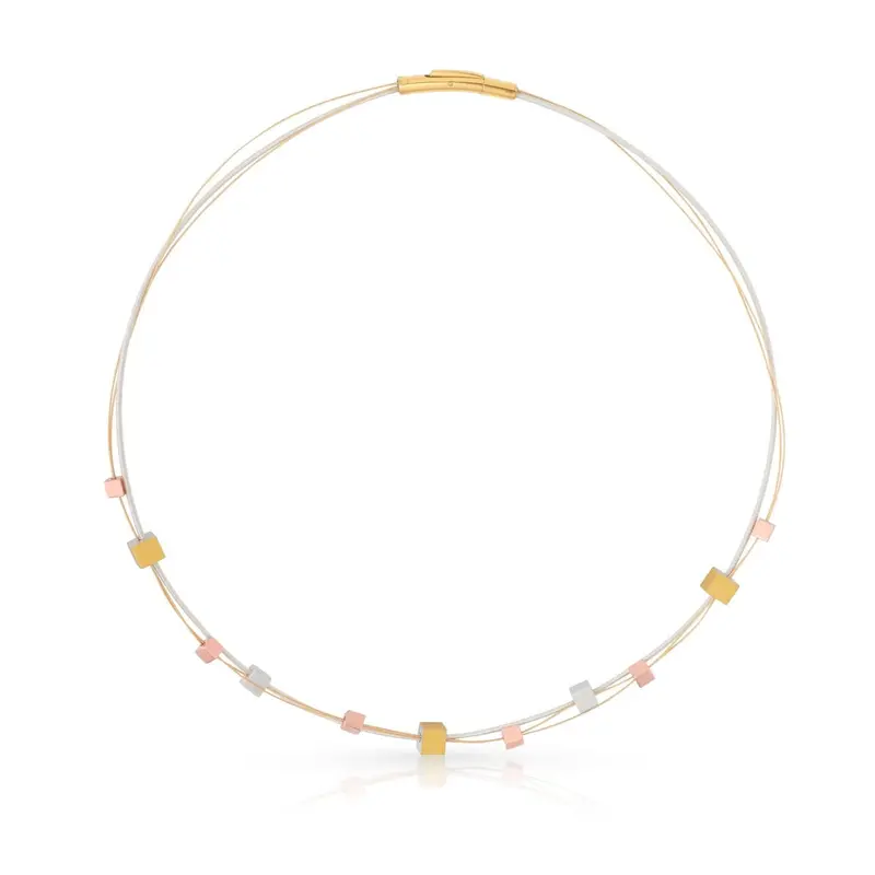 Collier speelse kubusjes tricolor C257T