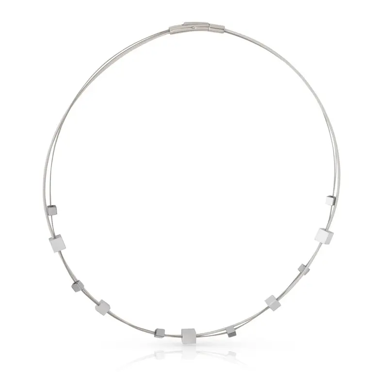 Collier speelse kubusjes zilver C257