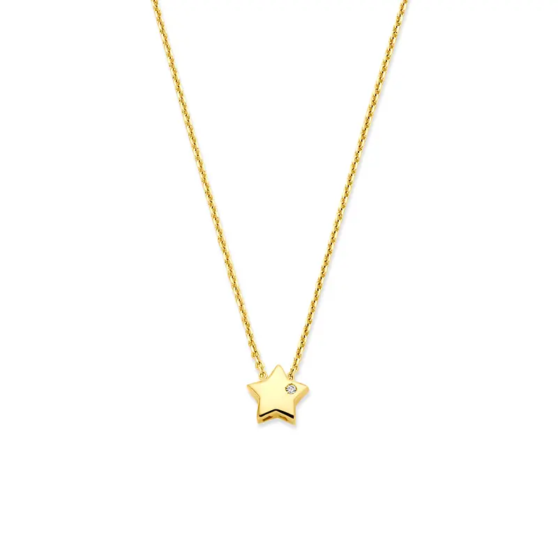 Collier ster lab grown diamant 14K geelgoud 0.01ct f vs 40 - 42 - 44 cm – 4036016