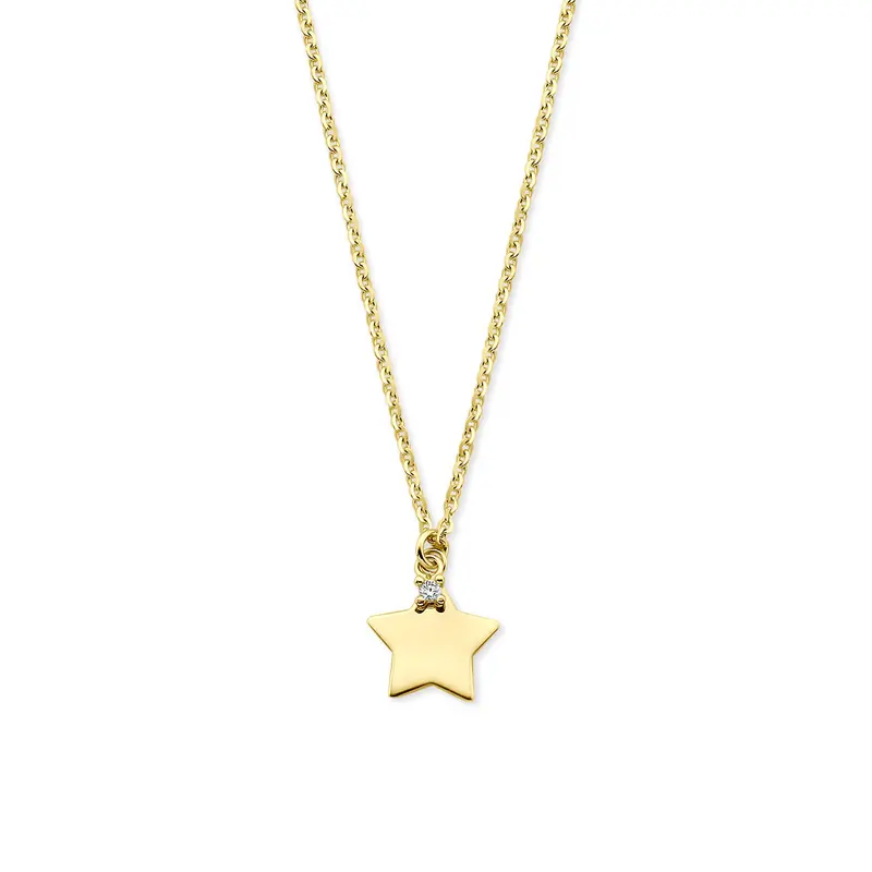 Collier ster zirkonia 40 - 42 - 44 cm 14K geelgoud