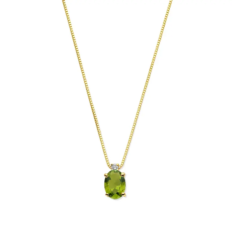 collier toermalijn en diamant 40 - 42 - 44 cm 0.02ct h si 14K geelgoud