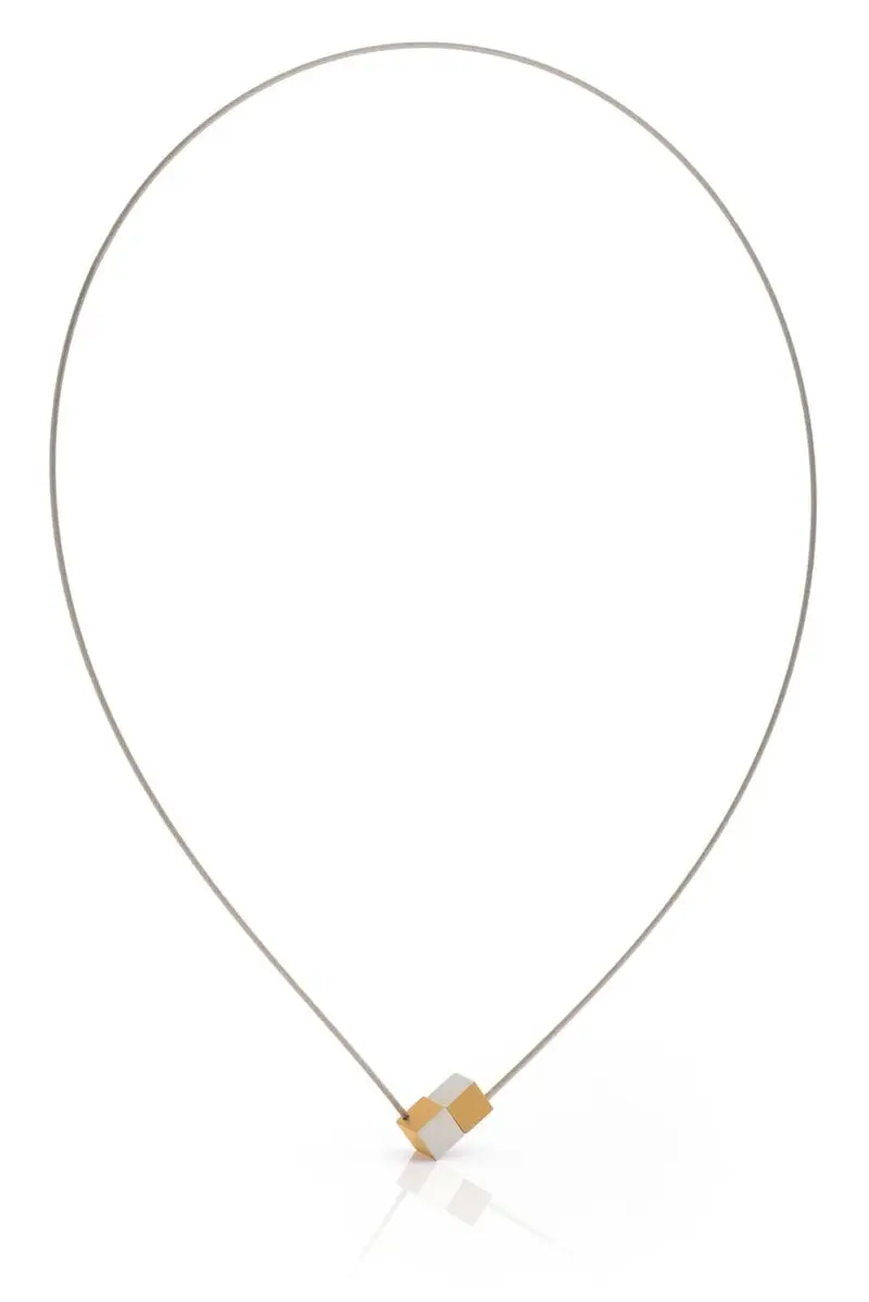 Collier Twee kubusjes Goudkleurig|Geel C205G