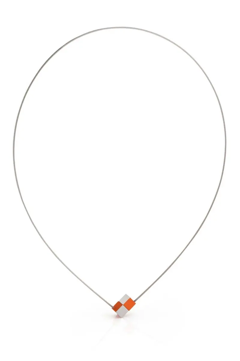 Collier Twee kubusjes Oranje C205O