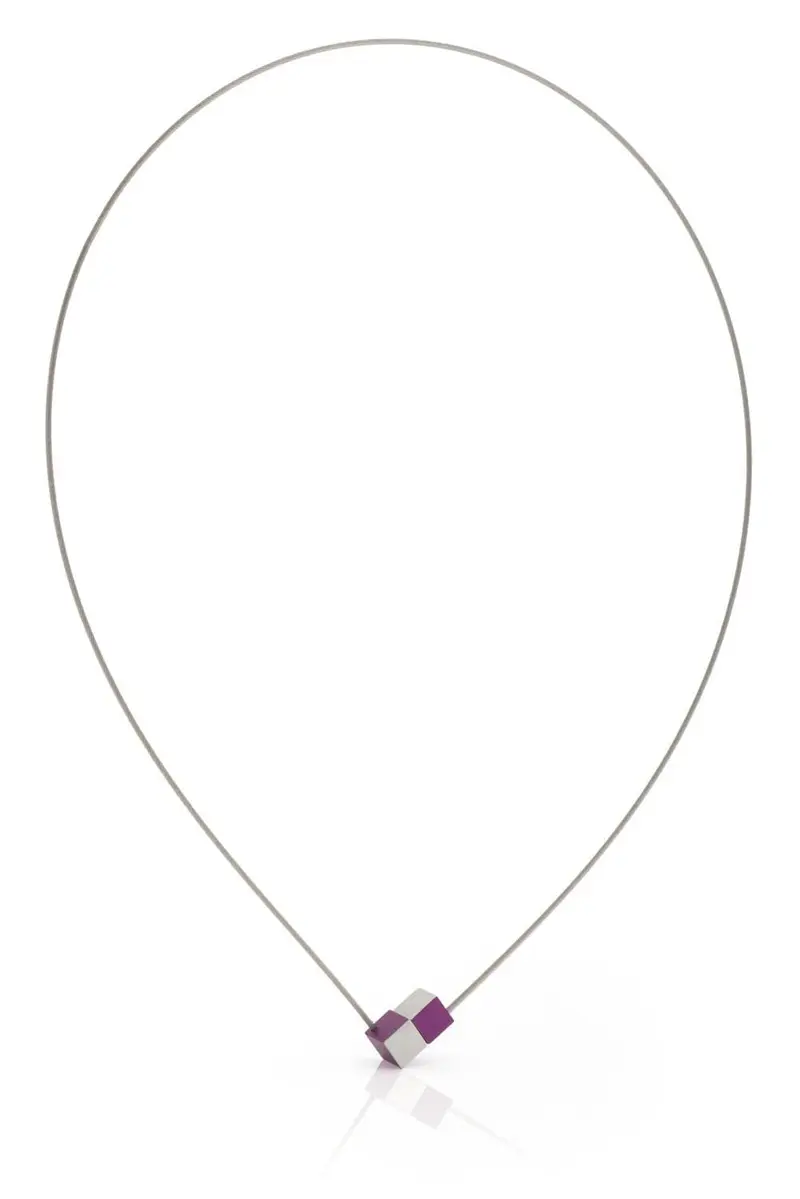 Collier Twee kubusjes Paars C205P