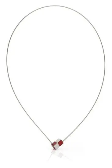 Collier Twee kubusjes Rood C205R