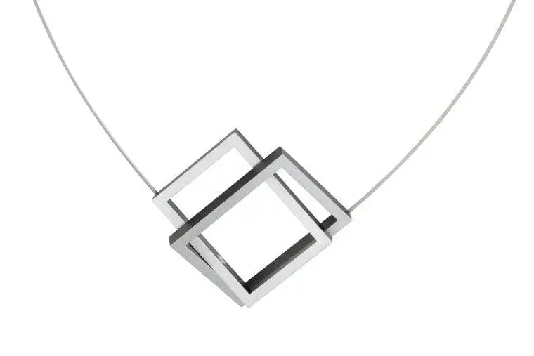 Collier Twee rechthoeken in elkaar Zwart C30Z