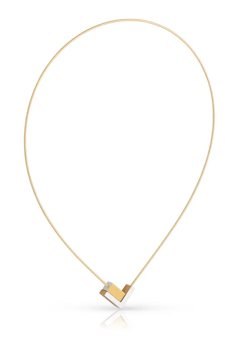 Collier V-tje met en rechthoekje Goudkleurig|Geel C256G