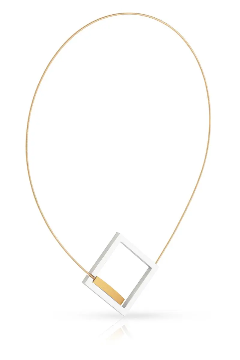 Collier Vierkant met boogje Goudkleurig|Geel C252G