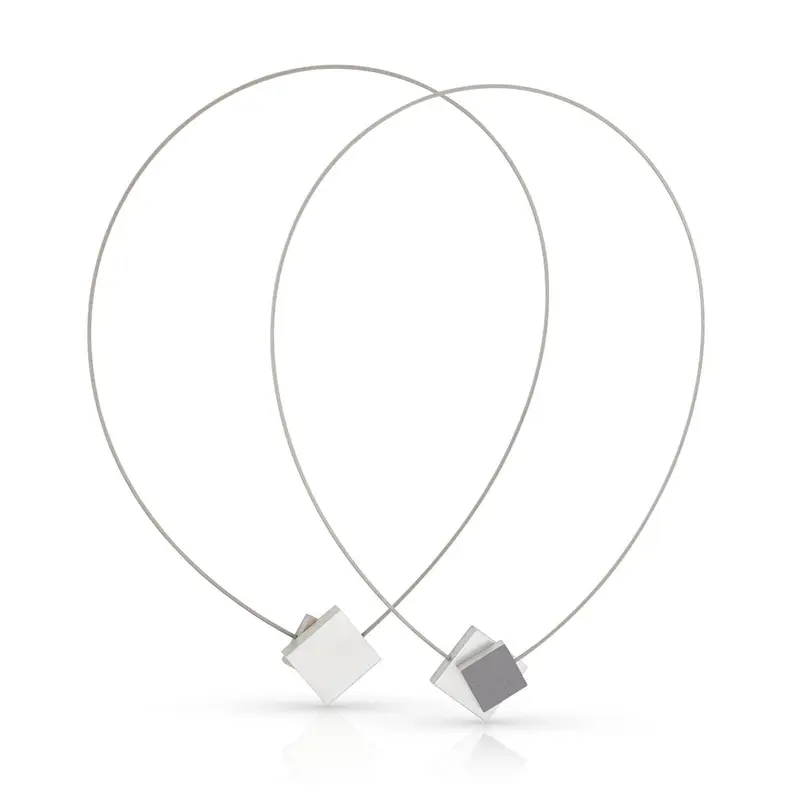 Collier Vierkant met gekleurd vierkant C263AG