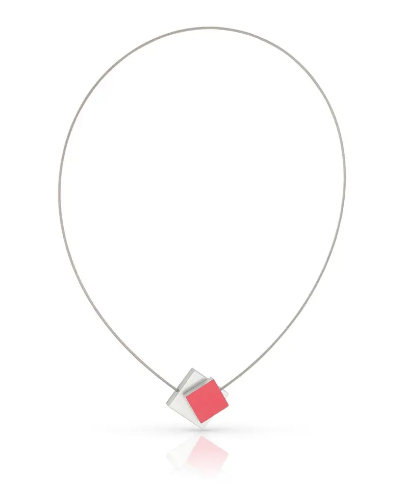 Collier Vierkant met gekleurd vierkant C263R
