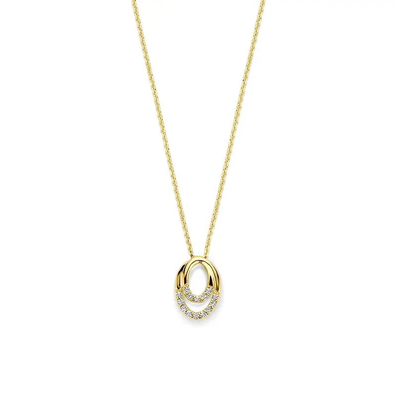 Collier zirkonia 40 - 42 - 44 cm 14K geelgoud 10,5 x 7,5 mm – 4035063