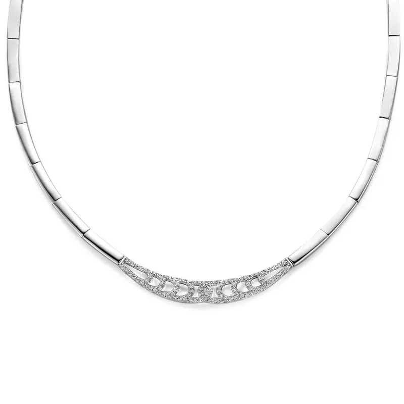 Collier zirkonia 42 + 3 cm gerhodineerd zilver 8 mm – 1340692