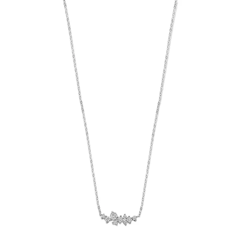 collier zirkonia 42 + 3 cm zilver gerhodineerd