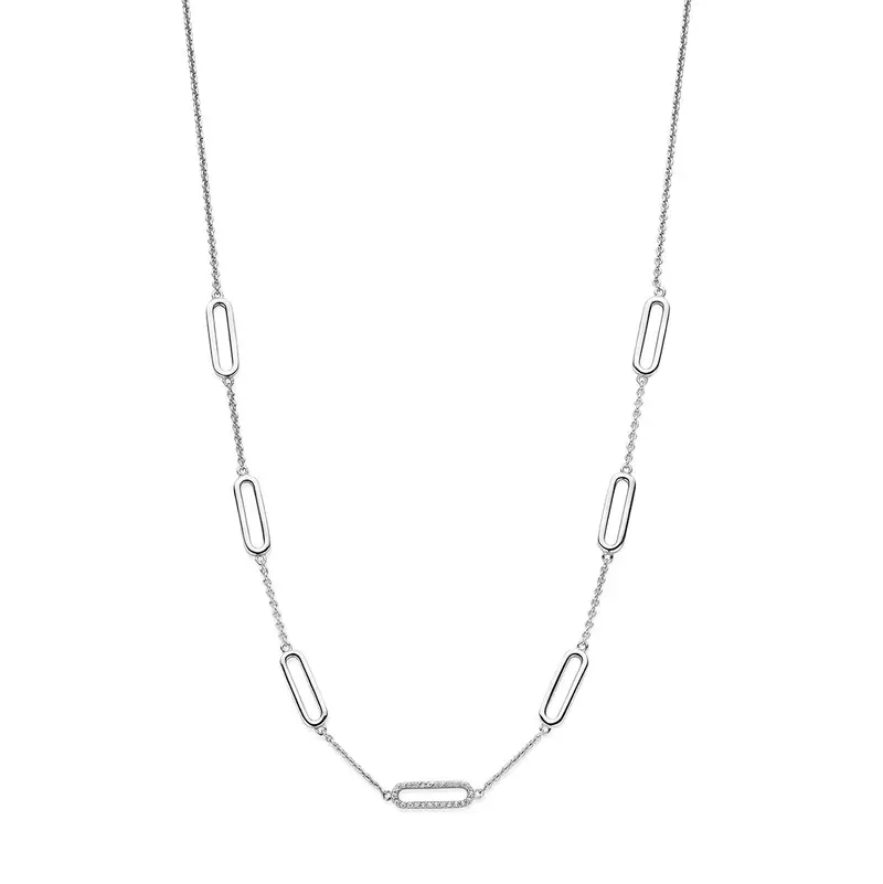 collier zirkonia 42 + 3 cm zilver gerhodineerd