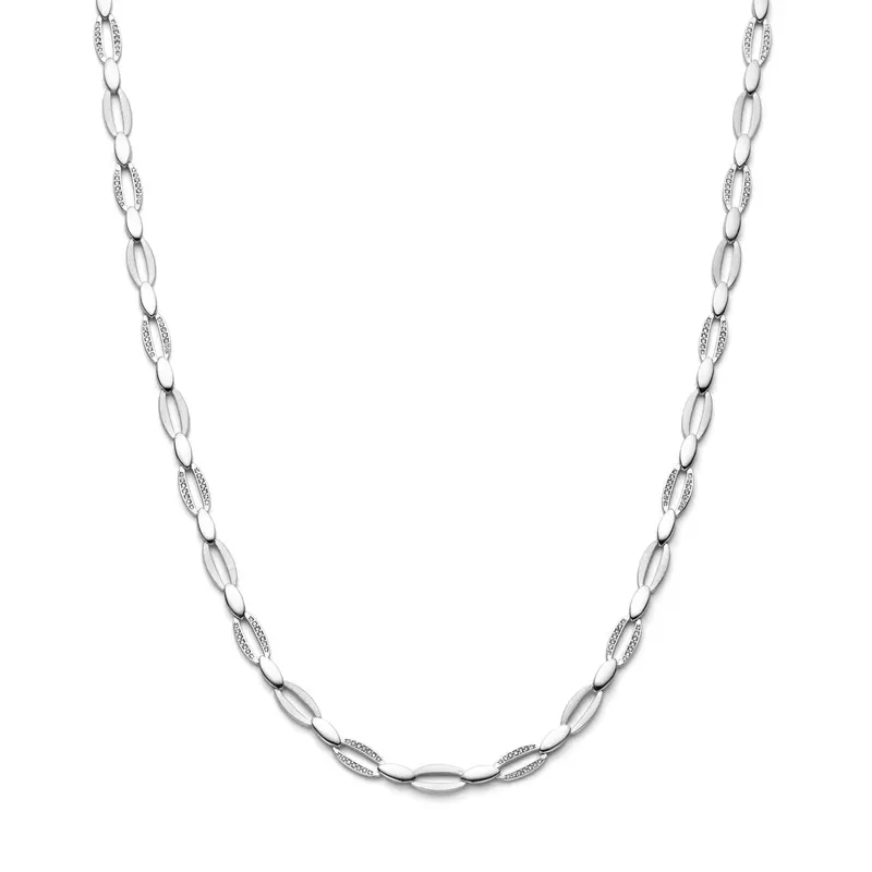 collier zirkonia 6,0 mm 45 cm poli/mat zilver gerhodineerd