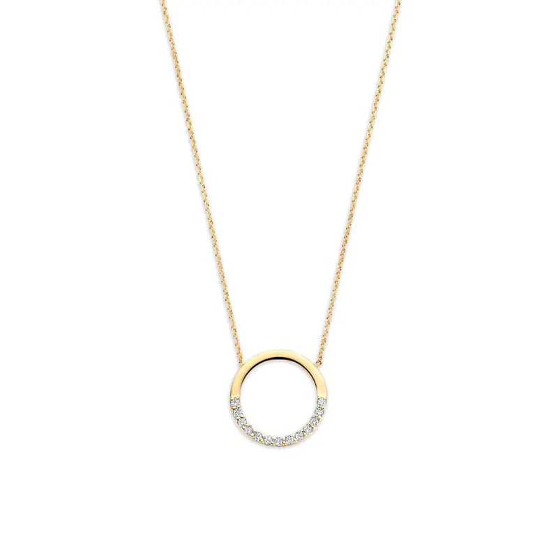 Collier zirkonia 9K geelgoud 41 - 43 - 45 cm wit