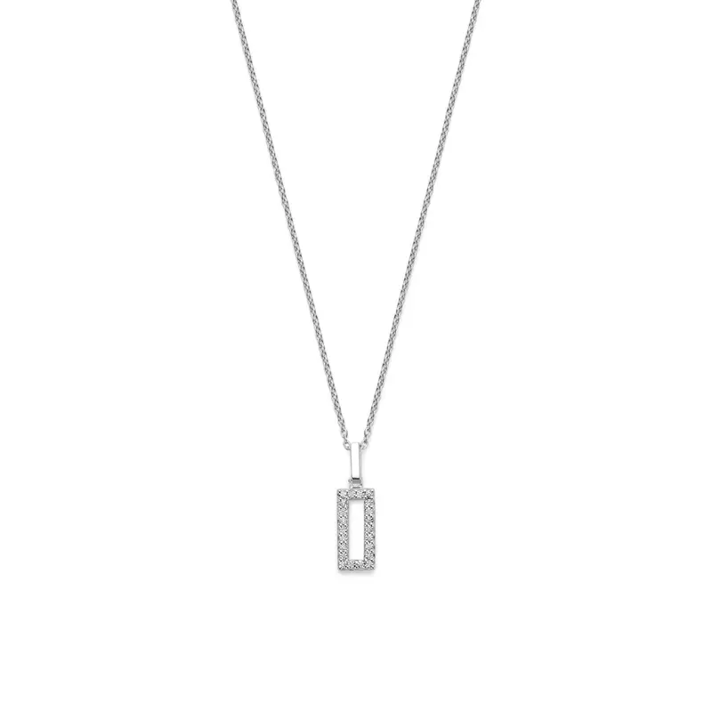 Collier zirkonia zilver gerhodineerd 41 + 4 cm