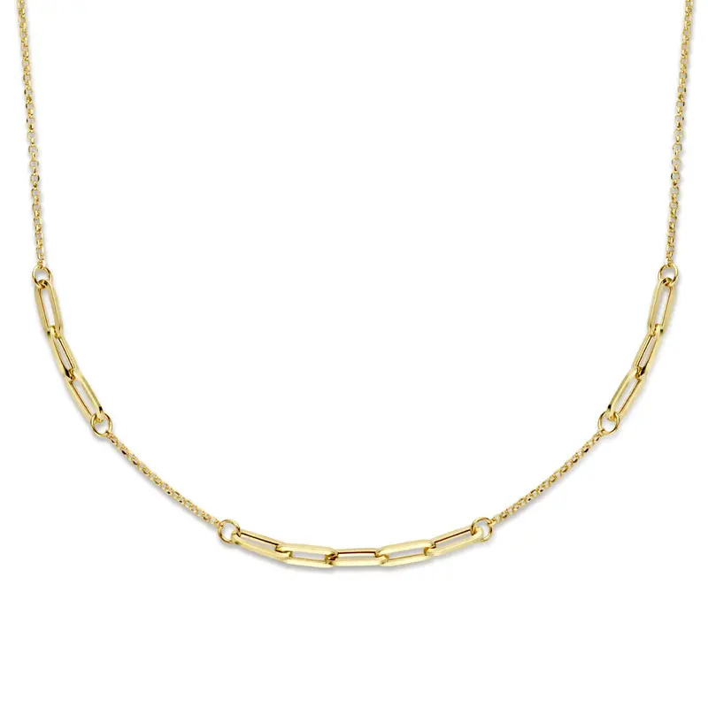 combi-collier jasseron en paperclip 3,5 mm 42 + 2 cm 14K geelgoud