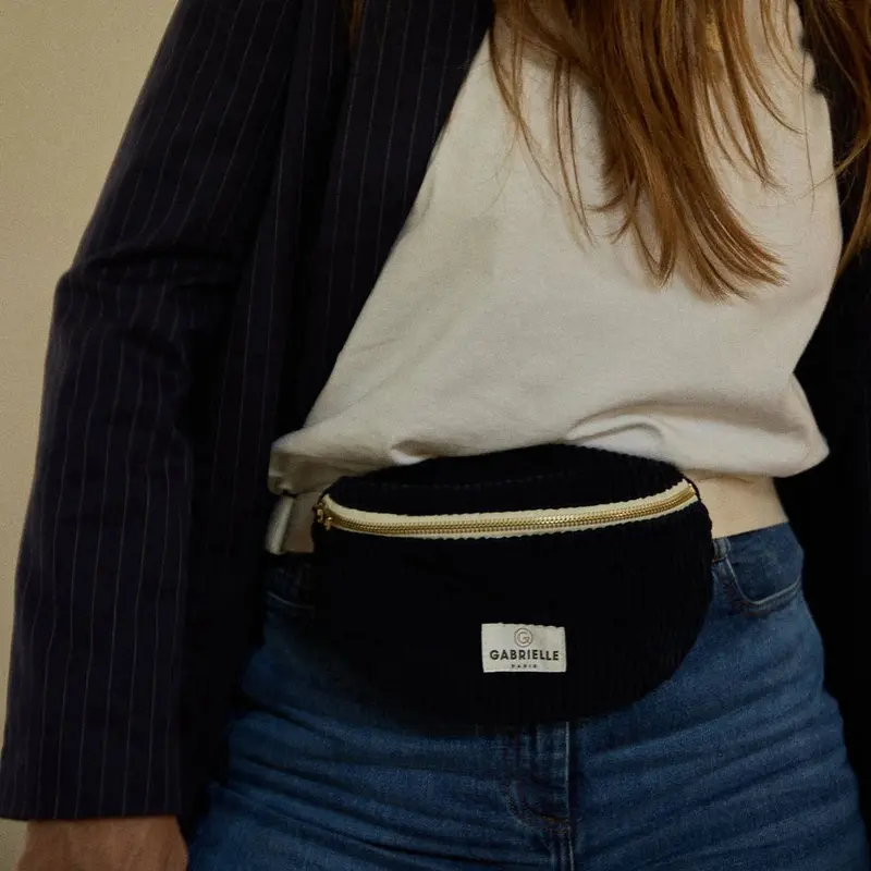 Cotton Waistbag Corduroy Velvet Navy - Mini