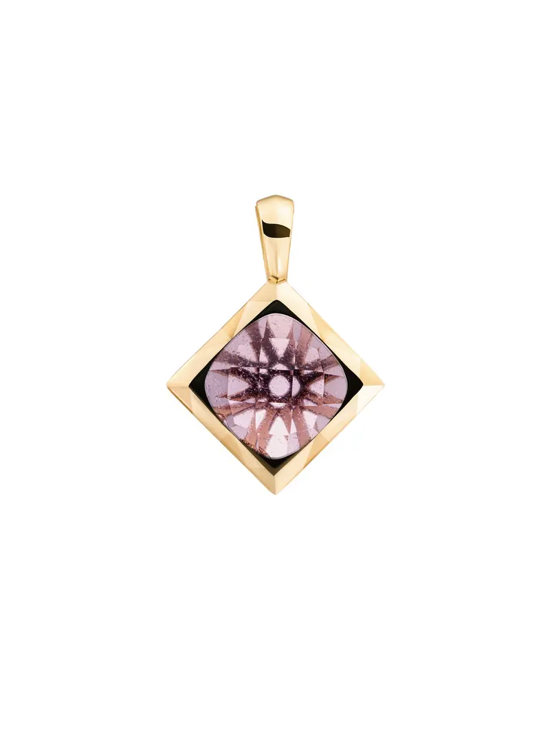 Cushion Cut Pendant Aubergine Quartz