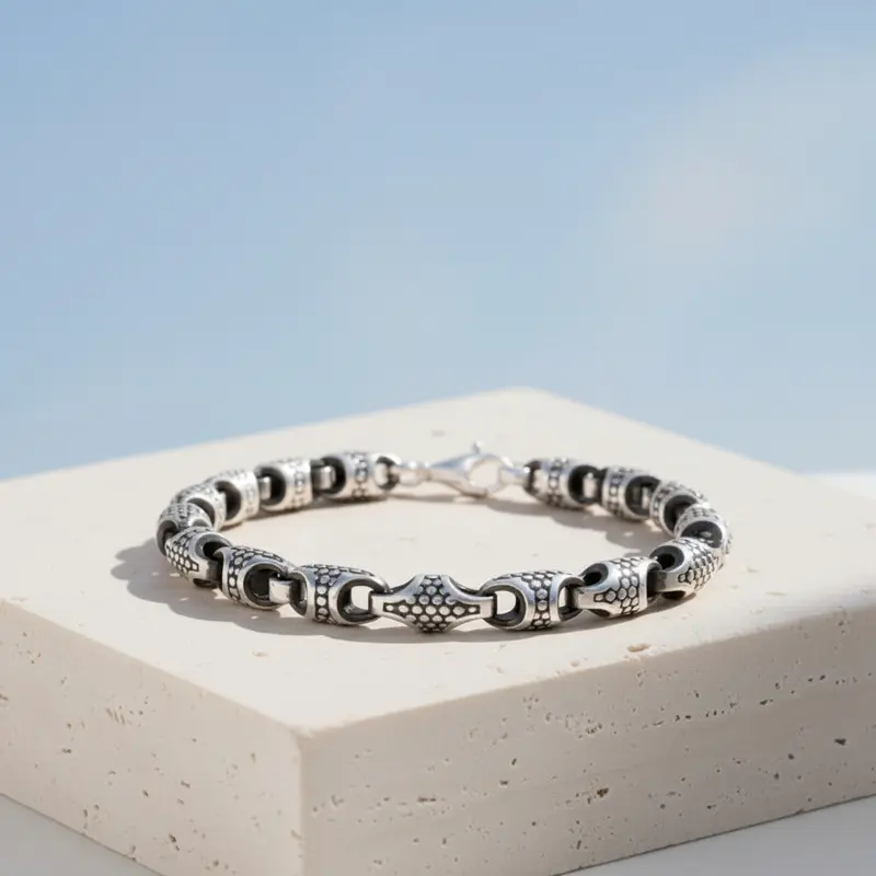 Dark Scale 925 Zilveren Armband voor Heren