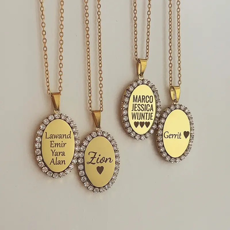 Diamantjes Naamketting | Graveerbare Ketting