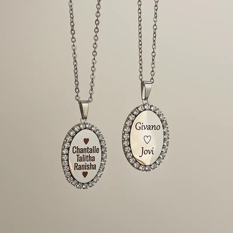 Diamantjes Zilverkleurige naamketting | Graveerbare Ketting