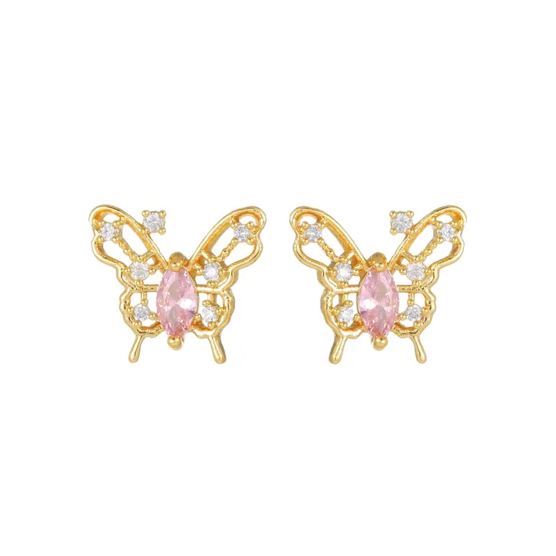 Diamond butterfly studs