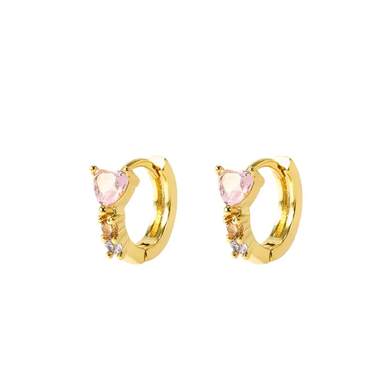 Diamond heart hoops roze
