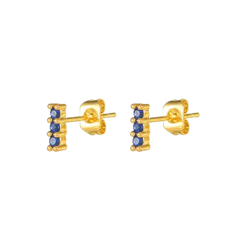 Diamond line studs donkerblauw