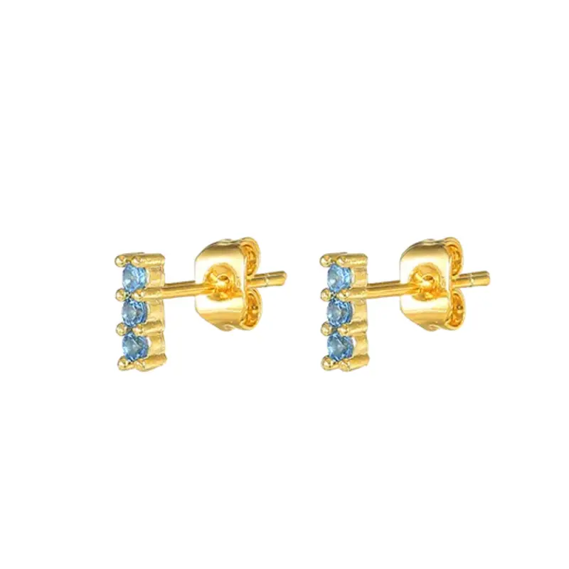 Diamond line studs lichtblauw