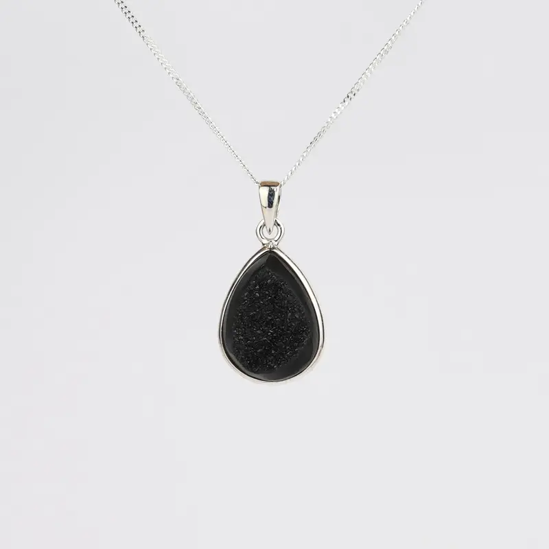 Druzy Onyx 925 Zilver Ketting K8