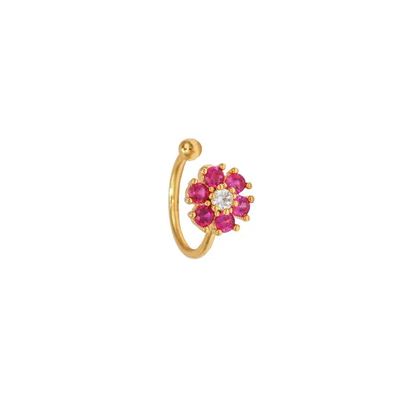 Earcuff diamond flower fuchsia
