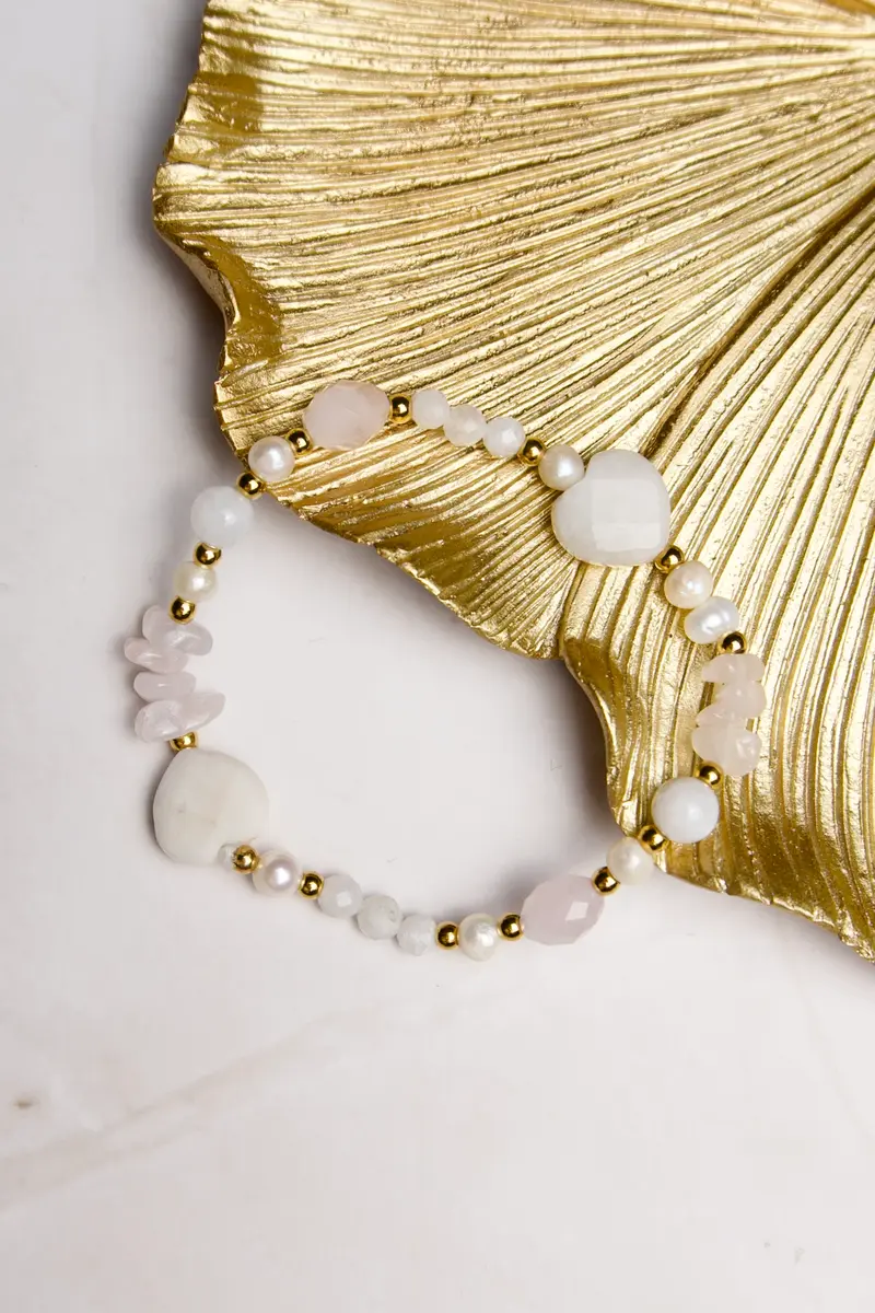 Edelsteen Armband – Rozenkwarts & Maansteen