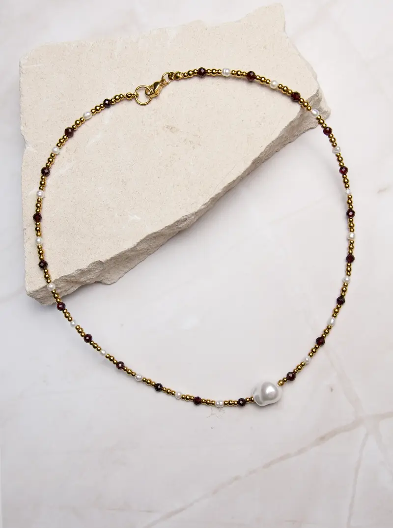Edelsteen & Barok Ketting – Granaat