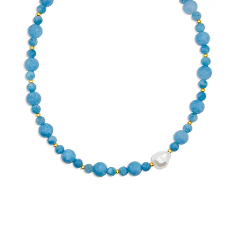 Edelsteen Ketting W25/26 - Ijs blauwe Chalcedoon - Verhelderend