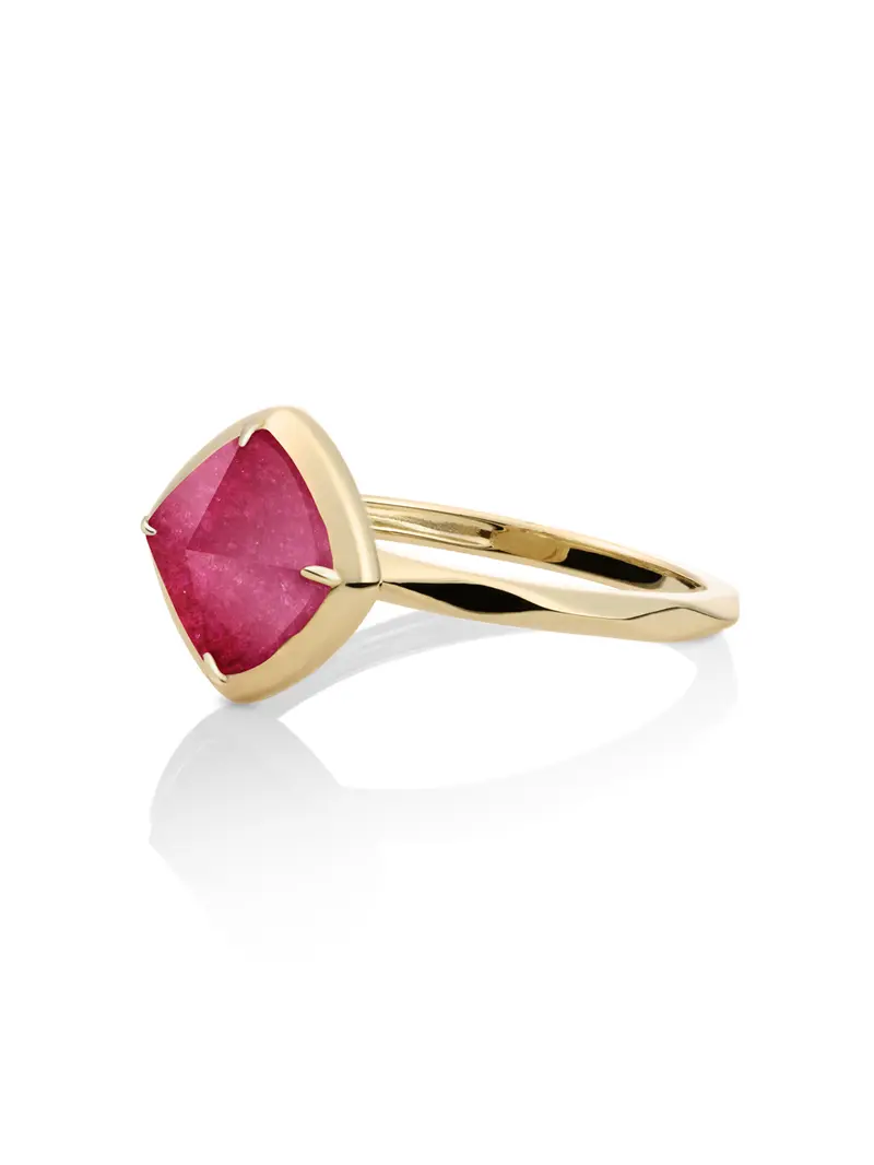 Edge Ring Fuchsia Jade 9K Goud