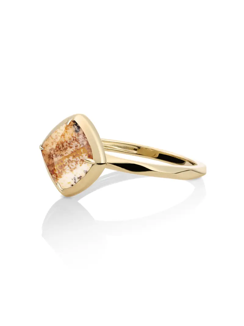 Edge Ring Landscape Jasper 9K Goud