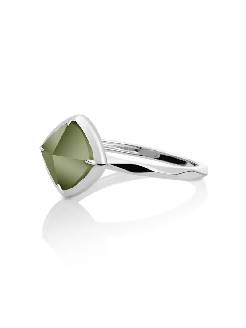 Edge Ring Lime Jade Zilver