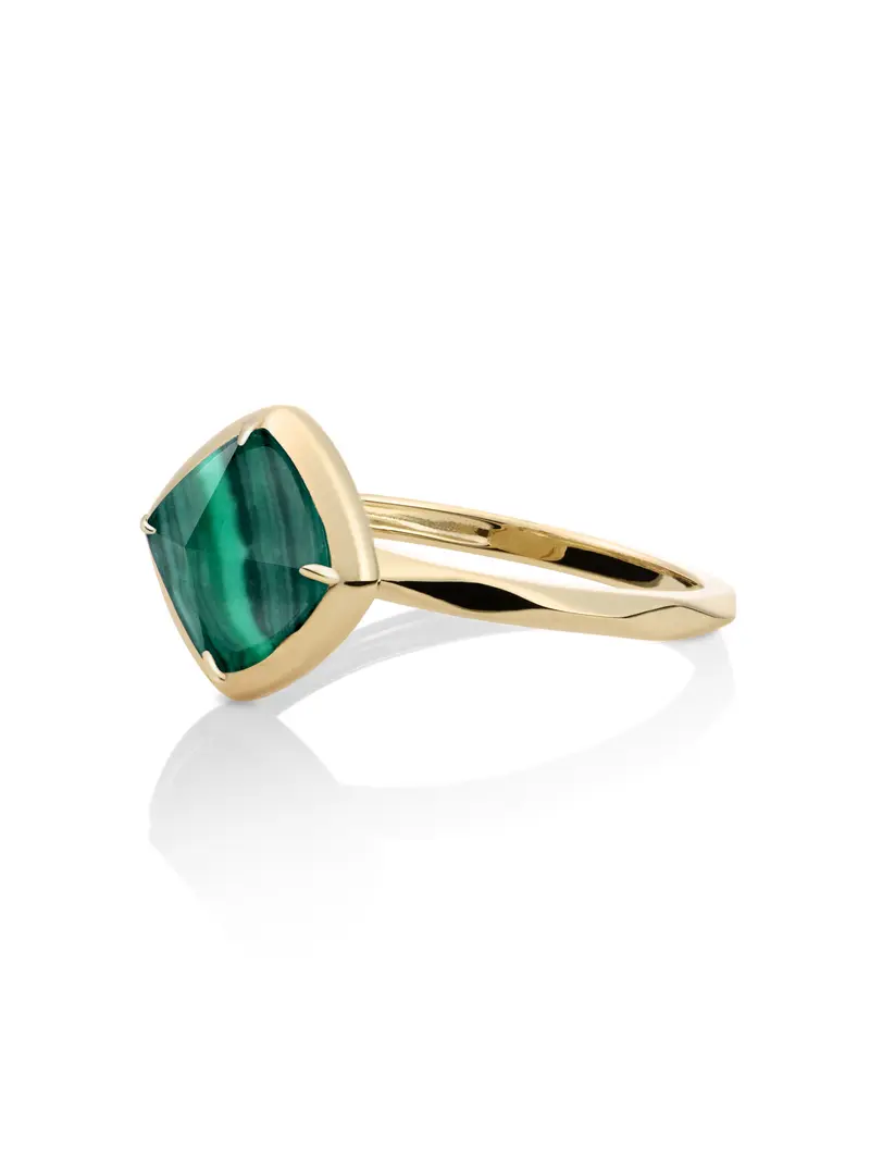 Edge Ring Malachite 9K Goud