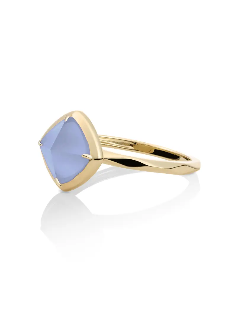 Edge Ring Milky Blue Jade 9K Goud