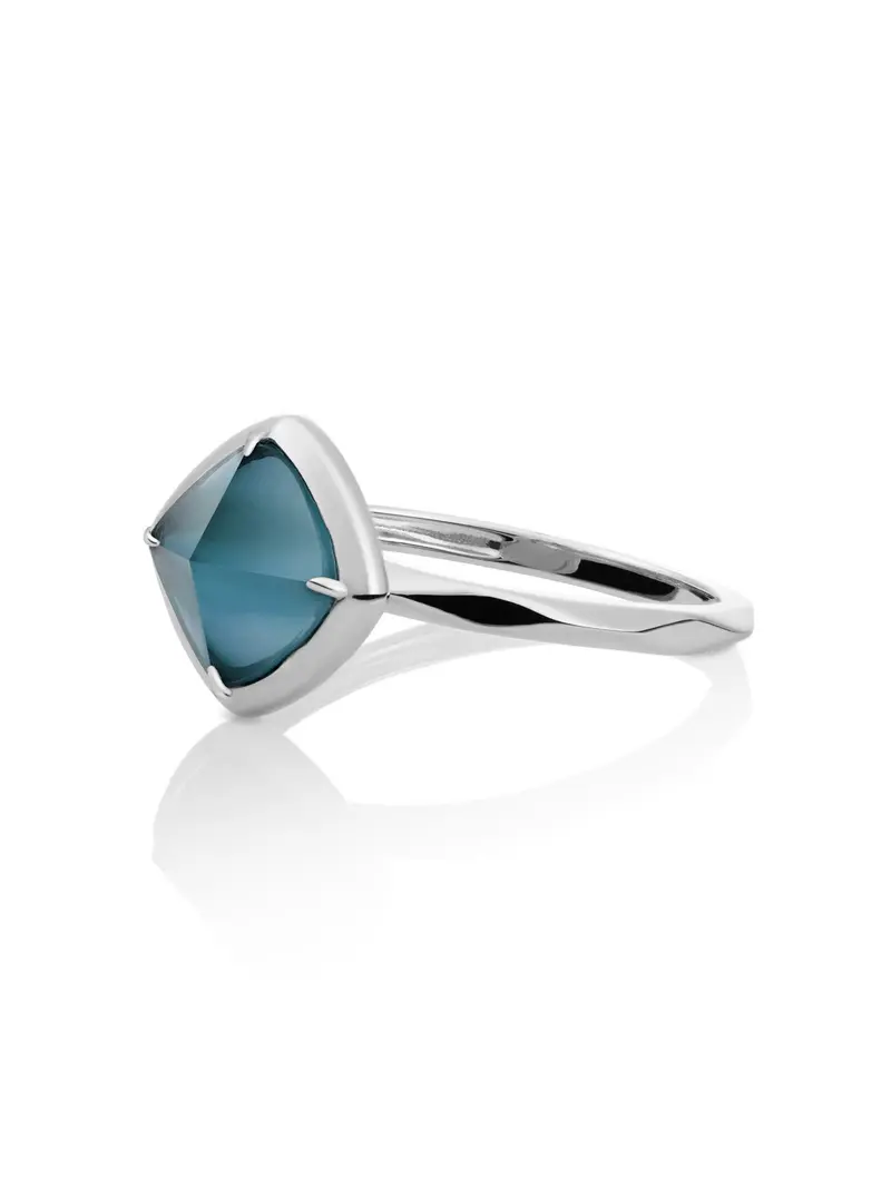 Edge Ring Ocean Topaz Quartz Zilver