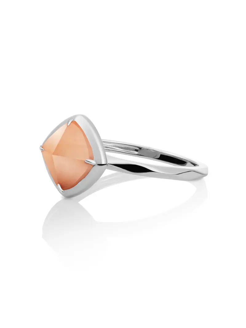 Edge Ring Peach Rhodonite Zilver