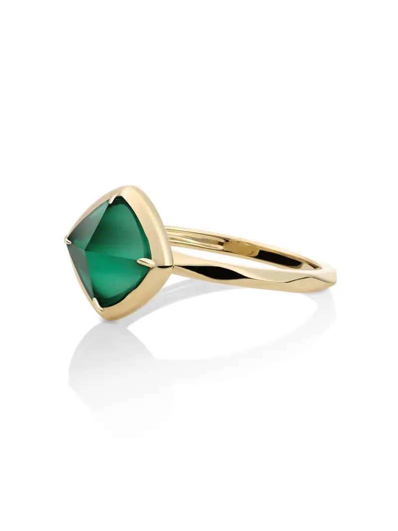 Edge Ring Petrol Green Quartz 9K Goud