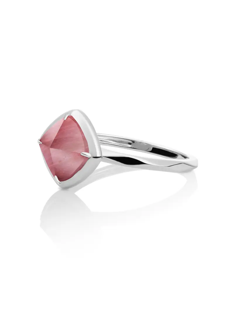 Edge Ring Pink Rhodonite Zilver