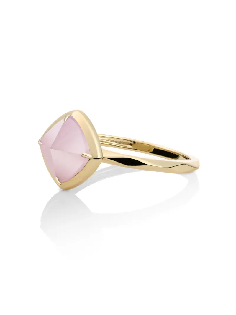 Edge Ring Rose Quartz 9K Goud
