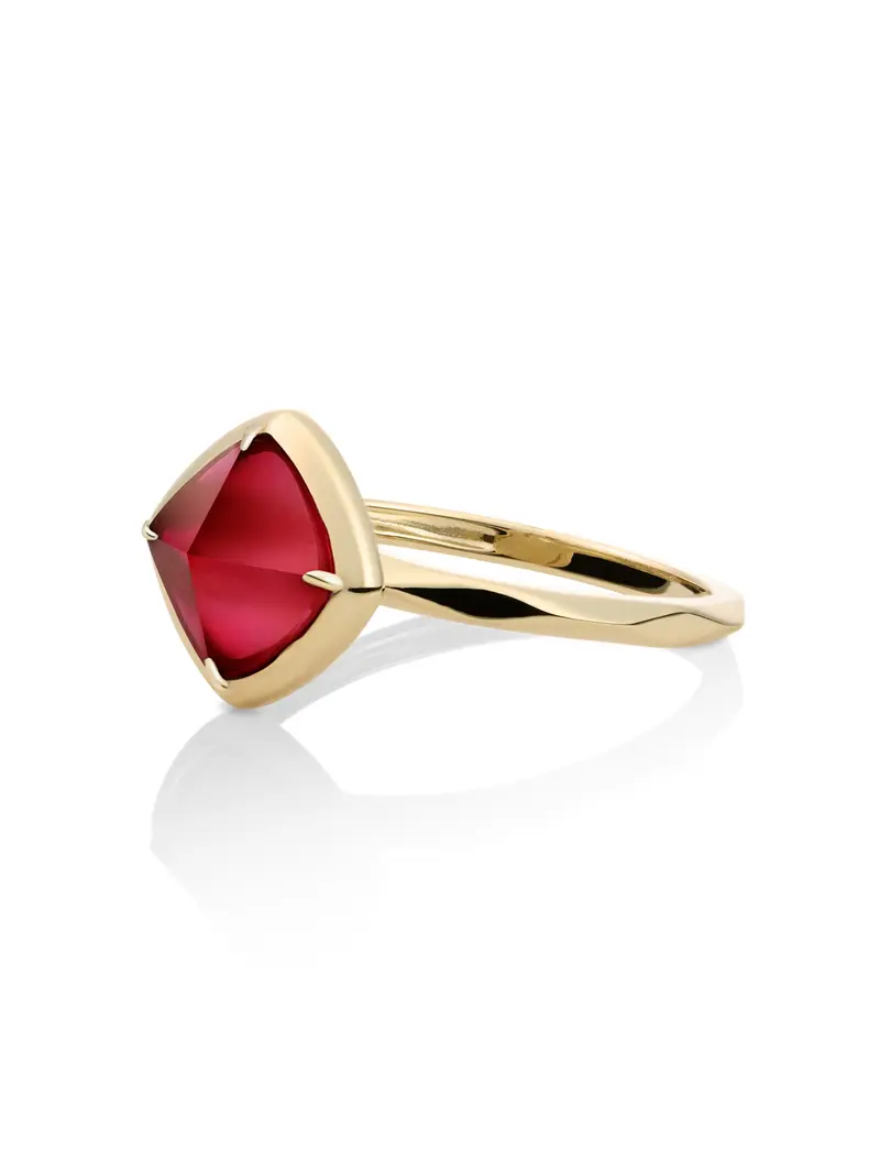Edge Ring Ruby Quartz 9K Goud
